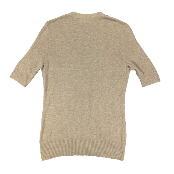 Banana Republic Cardigan Small Women's Short Sleeve Sweater Cotton Blend Beige - Picture 2 of 9